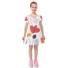 Floral Leaf Kids  Short Sleeve Velvet Dress