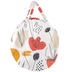 Floral Leaf Giant Round Zipper Tote