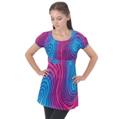 Spiral Swirl Pattern Light Circle Puff Sleeve Tunic Top by Ndabl3x