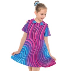 Spiral Swirl Pattern Light Circle Kids  Short Sleeve Shirt Dress