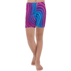 Spiral Swirl Pattern Light Circle Kids  Lightweight Velour Capri Yoga Leggings