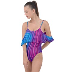 Spiral Swirl Pattern Light Circle Drape Piece Swimsuit by Ndabl3x