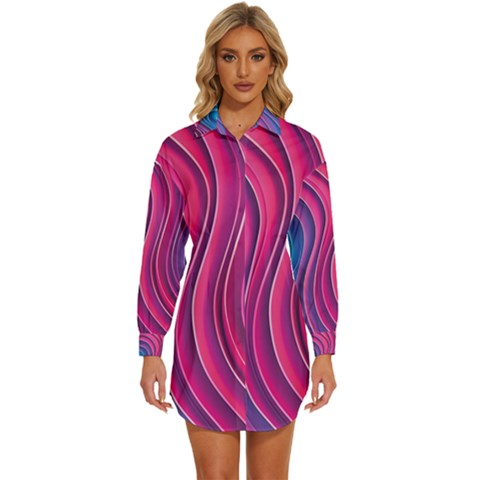 Spiral Swirl Pattern Light Circle Womens Long Sleeve Shirt Dress by Ndabl3x