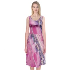 Texture Pink Pattern Paper Grunge Midi Sleeveless Dress by Ndabl3x
