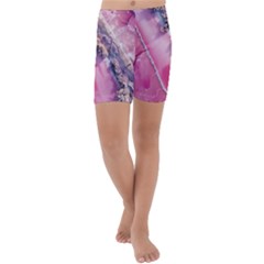 Texture Pink Pattern Paper Grunge Kids  Lightweight Velour Capri Yoga Leggings by Ndabl3x