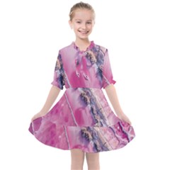 Texture Pink Pattern Paper Grunge Kids  All Frills Chiffon Dress by Ndabl3x