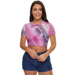 Texture Pink Pattern Paper Grunge Side Button Cropped T-shirt