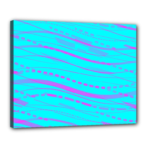 Wave Stripe Pattern Design Aqua Canvas 20  X 16  (stretched)
