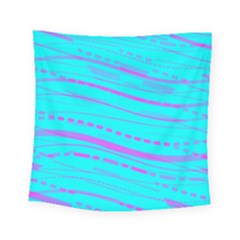 Wave Stripe Pattern Design Aqua Square Tapestry (small)