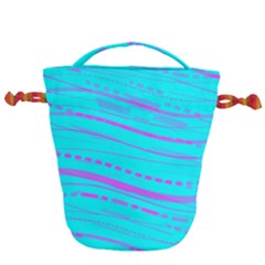 Wave Stripe Pattern Design Aqua Drawstring Bucket Bag