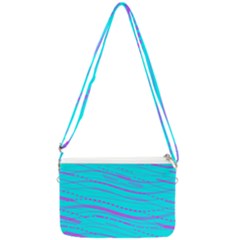 Wave Stripe Pattern Design Aqua Double Gusset Crossbody Bag