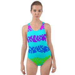 Abstract Design Pattern Cut-out Back One Piece Swimsuit