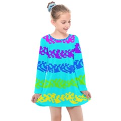 Abstract Design Pattern Kids  Long Sleeve Dress by Ndabl3x