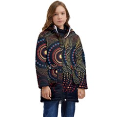 Abstract Geometric Pattern Kids  Hooded Longline Puffer Jacket by Ndabl3x