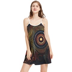 Abstract Geometric Pattern Summer Frill Dress