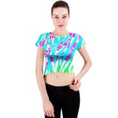 Animal Print Bright Abstract Crew Neck Crop Top by Ndabl3x