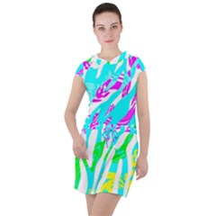 Animal Print Bright Abstract Drawstring Hooded Dress