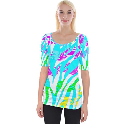 Animal Print Bright Abstract Wide Neckline T-shirt by Ndabl3x