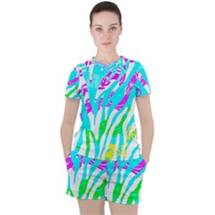 Animal Print Bright Abstract Women s T-shirt And Shorts Set