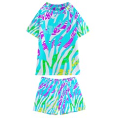 Animal Print Bright Abstract Kids  Swim T-shirt And Shorts Set