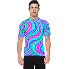 Swirls Pattern Design Bright Aqua Men s Short Sleeve Rash Guard