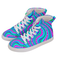 Swirls Pattern Design Bright Aqua Men s Hi-top Skate Sneakers