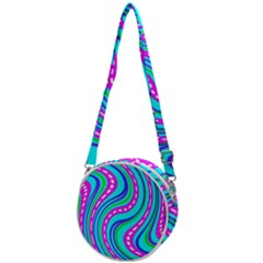 Swirls Pattern Design Bright Aqua Crossbody Circle Bag