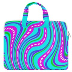 Swirls Pattern Design Bright Aqua Macbook Pro 13  Double Pocket Laptop Bag