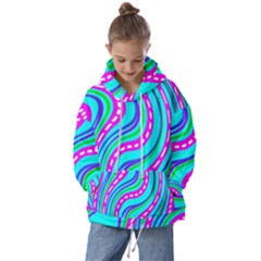 Swirls Pattern Design Bright Aqua Kids  Oversized Hoodie