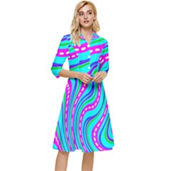 Swirls Pattern Design Bright Aqua Classy Knee Length Dress