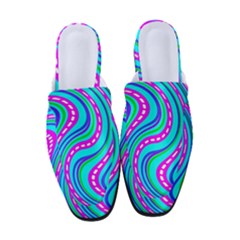 Swirls Pattern Design Bright Aqua Women s Classic Backless Heels