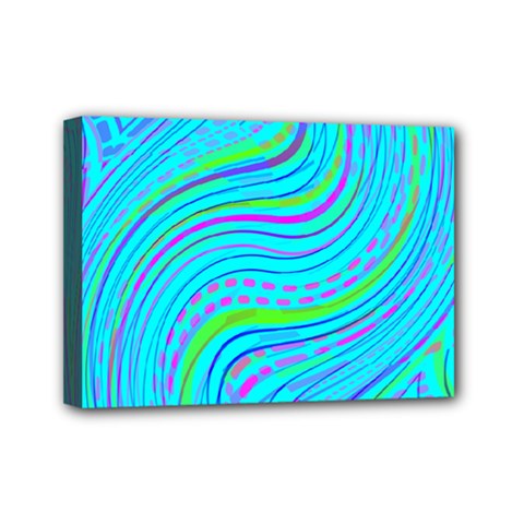 Pattern Swirl Pink Green Aqua Mini Canvas 7  X 5  (stretched)
