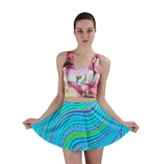Pattern Swirl Pink Green Aqua Mini Skirt