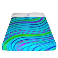 Pattern Swirl Pink Green Aqua Fitted Sheet (queen Size)