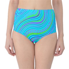 Pattern Swirl Pink Green Aqua Classic High-waist Bikini Bottoms