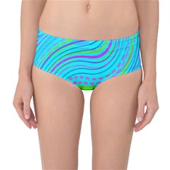 Pattern Swirl Pink Green Aqua Mid-waist Bikini Bottoms