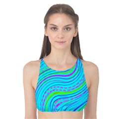 Pattern Swirl Pink Green Aqua Tank Bikini Top