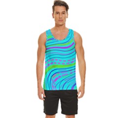 Pattern Swirl Pink Green Aqua Men s Wide Collar Tank Top