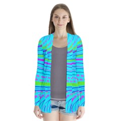 Pattern Swirl Pink Green Aqua Drape Collar Cardigan