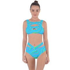 Pattern Swirl Pink Green Aqua Bandaged Up Bikini Set 