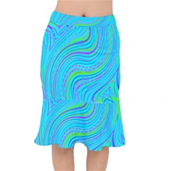Pattern Swirl Pink Green Aqua Short Mermaid Skirt