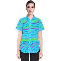 Pattern Swirl Pink Green Aqua Women s Short Sleeve Shirt