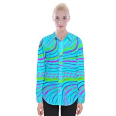 Pattern Swirl Pink Green Aqua Womens Long Sleeve Shirt