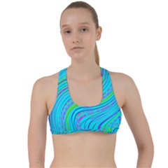 Pattern Swirl Pink Green Aqua Criss Cross Racerback Sports Bra