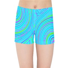 Pattern Swirl Pink Green Aqua Kids  Sports Shorts