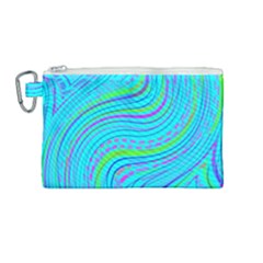 Pattern Swirl Pink Green Aqua Canvas Cosmetic Bag (medium)