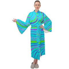 Pattern Swirl Pink Green Aqua Maxi Velvet Kimono