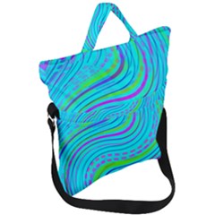 Pattern Swirl Pink Green Aqua Fold Over Handle Tote Bag