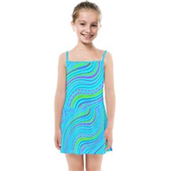 Pattern Swirl Pink Green Aqua Kids  Summer Sun Dress by Ndabl3x