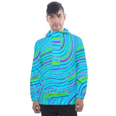 Pattern Swirl Pink Green Aqua Men s Front Pocket Pullover Windbreaker